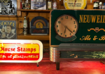 1930s Neuweiler’s Ale & Beer Deco Clock & 1950s Gift House Stamps Light-up Counter Sign