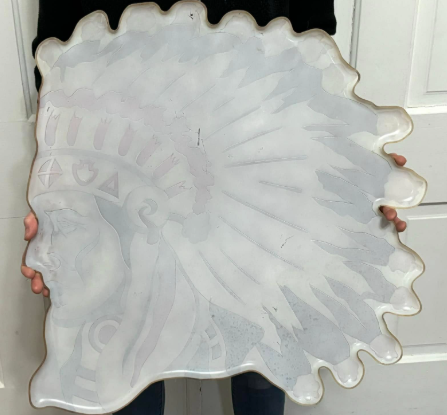 Indian Chief with Headdress Plastic Light-Up Lens Sign