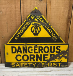 Automobile Association Dangerous Corner Safety First SSP Sign