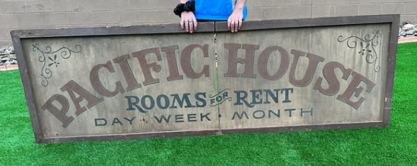 Wood Pacific House Hotel Trade Sign from Movie Sert