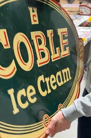Coble Ice Cream Oval Die-Cut DST Sign