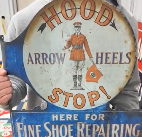 Hood Arrow Heels Stop for Fine Shoe Repair DST Die-Cut Flange Sign