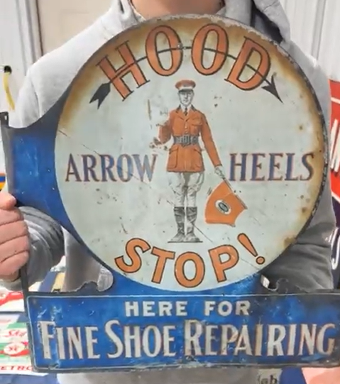 Hood Arrow Heels Stop for Fine Shoe Repair DST Die-Cut Flange Sign