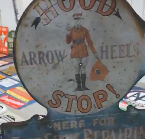 Hood Arrow Heels Stop for Fine Shoe Repair DST Die-Cut Flange Sign