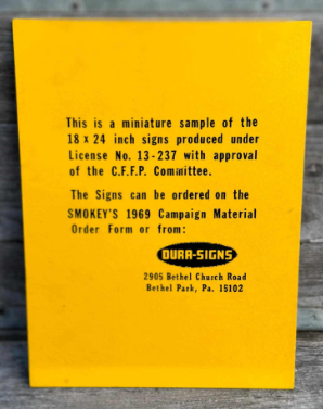 Prevent Forest Fires Smokey Bear Fiberglass Sales Sample Sign