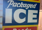 Take Home a Bag Packaged Ice DST Hanging Sign