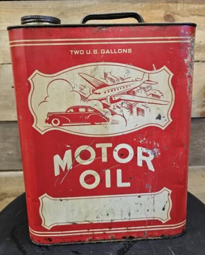 Red Car & Plane Motor Oil SST Two Gallon Can