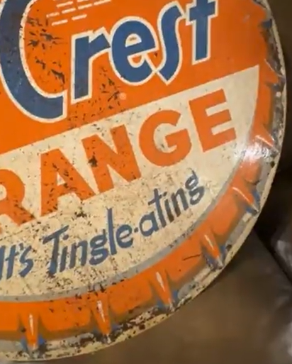 Sun Crest Orange It’s Tingle-ating SST 36 Inch Bottle Cap Sign