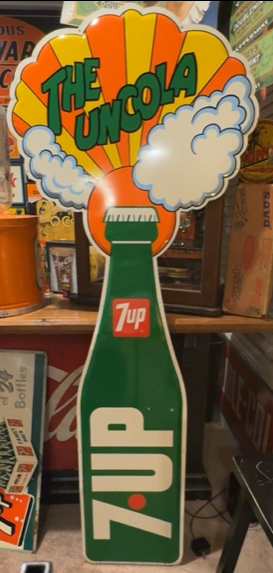 7Up The Uncola Peper Max Style Die Cut Bottle with Sunshine SST Sign