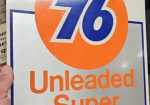 Union 76 Unleaded Super Gasoline Single-Sided Aluminum Pump Plate