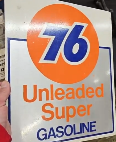Union 76 Unleaded Super Gasoline Single-Sided Aluminum Pump Plate