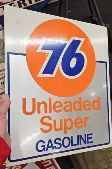 Union 76 Unleaded Super Gasoline Single-Sided Aluminum Pump Plate