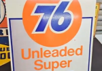 Union 76 Unleaded Super Gasoline Single-Sided Aluminum Pump Plate
