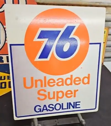 Union 76 Unleaded Super Gasoline Single-Sided Aluminum Pump Plate