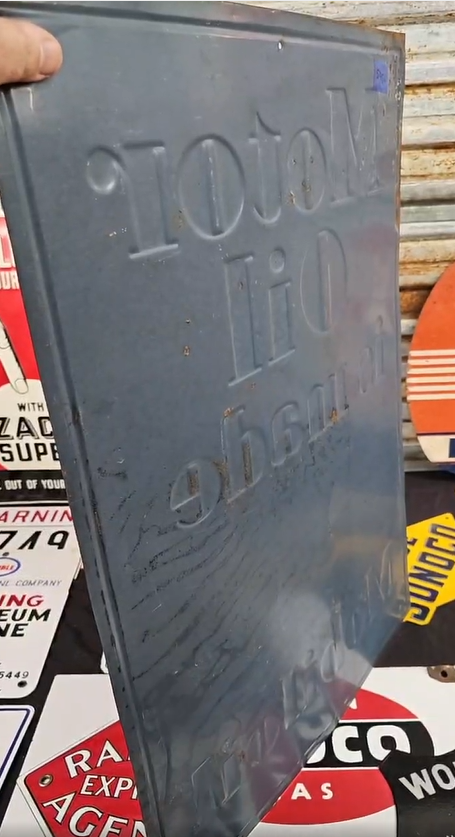 Mobil Mobiloil Motor Oil is Made Not Found SST Embossed Sign