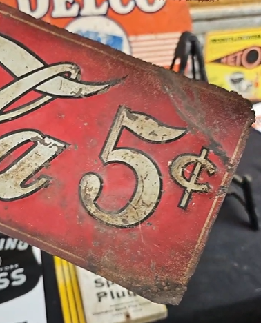 Drink Coca-Cola in Bottles 5 Cents SST Embossed Sign