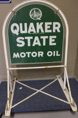Quaker State Motor Oil DST Tombstone Swinger Sign