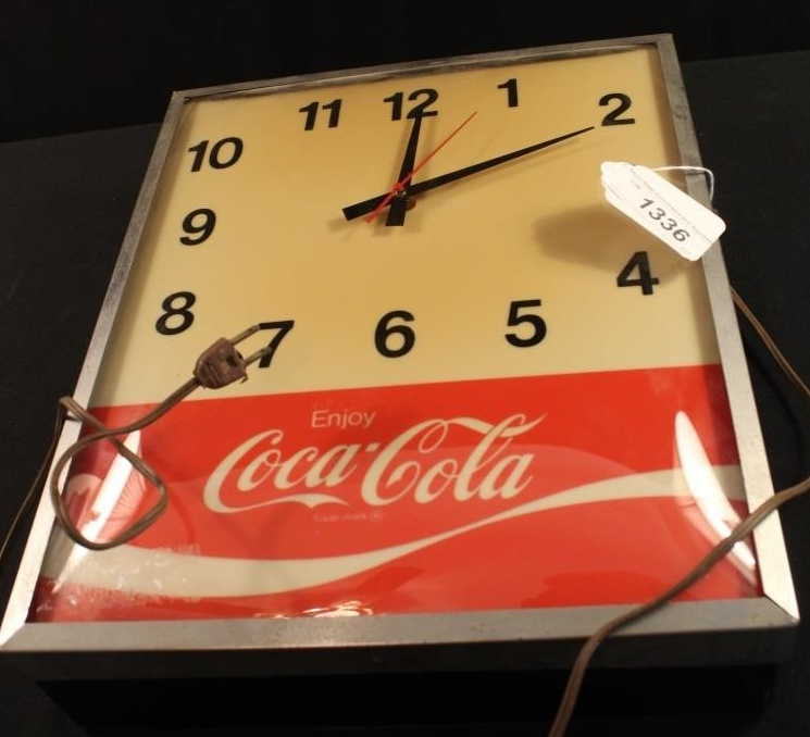 Enjoy Coca-Cola Glass-Faced Electric Clock