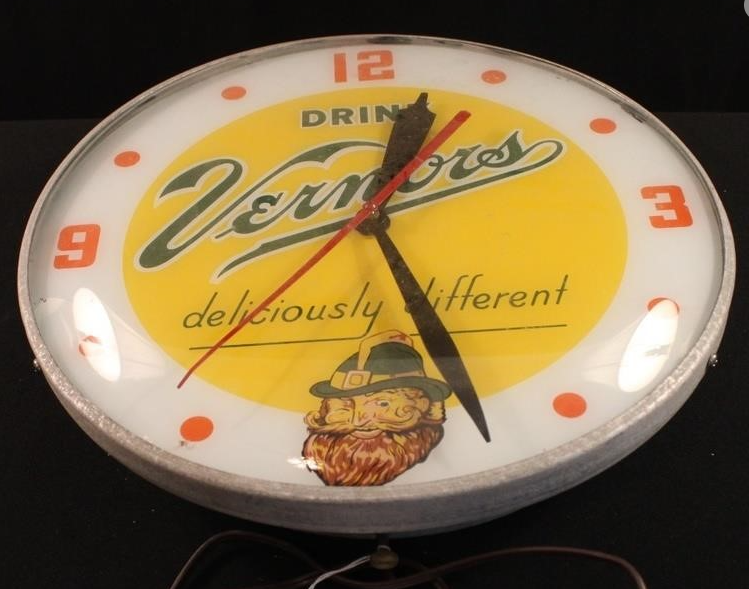Vernors Ginger Ale Glass Face Clock