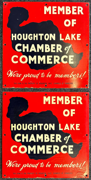 Pair Houghton Lake Chamber of Commerce 1940s DST Signs