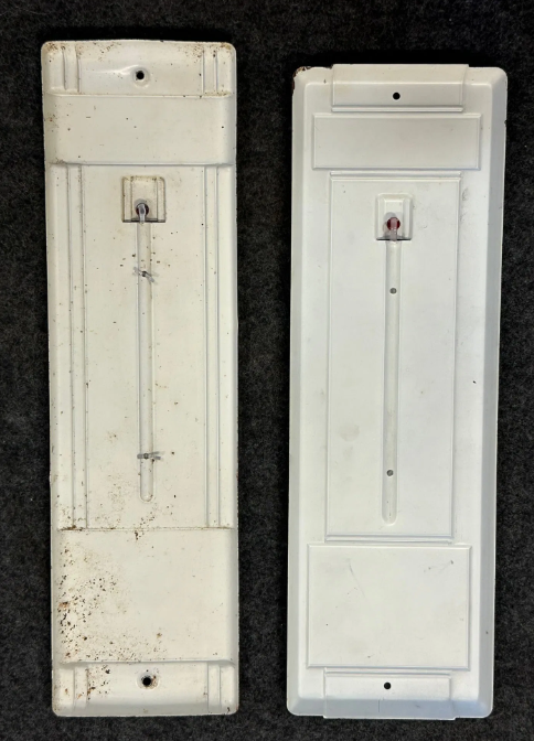 Pair Vintage Metal Gas Station Related Thermometers Skelgro & Boyd Williams Mobil