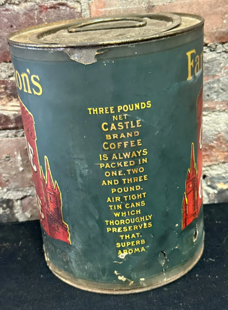Farrington’s Castle Brand Paper Label Coffee 3 Pound Can