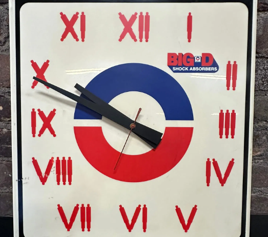 Big-D United Delco Shock Absorbers Plastic 1970s Wall Clock