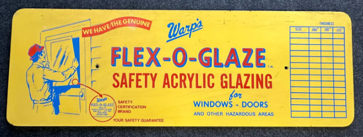 Warp’s Flex-O-Glaze Masonite Store Display Sign