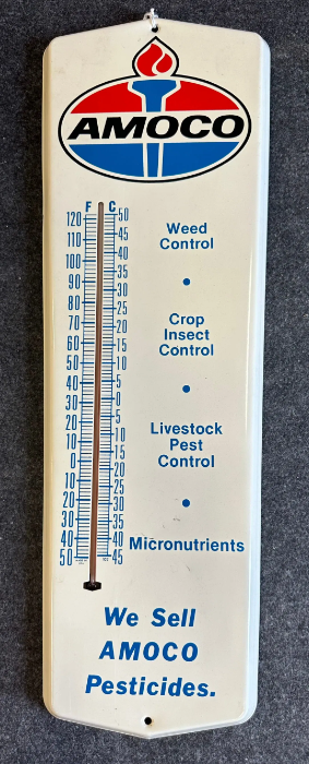 Amoco Pesticides Metal SST Tube Thermometer