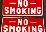 Pair Vintage Porcelain Enamel No Smoking Signs