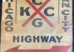 Transportation Embossed SST Sign Chicago Kansas City Highway w/ Arrow