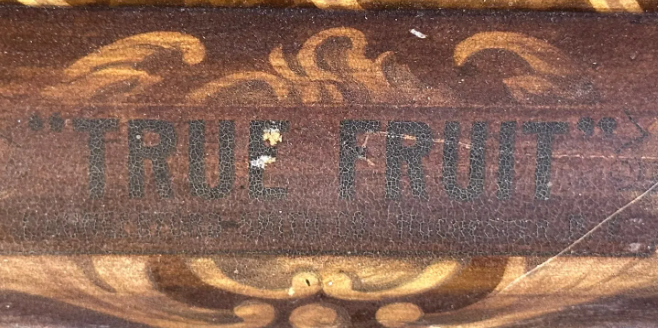 “TRUE FRUIT” Antique Self Framed Still Life Metal Advertising SST Litho Sign