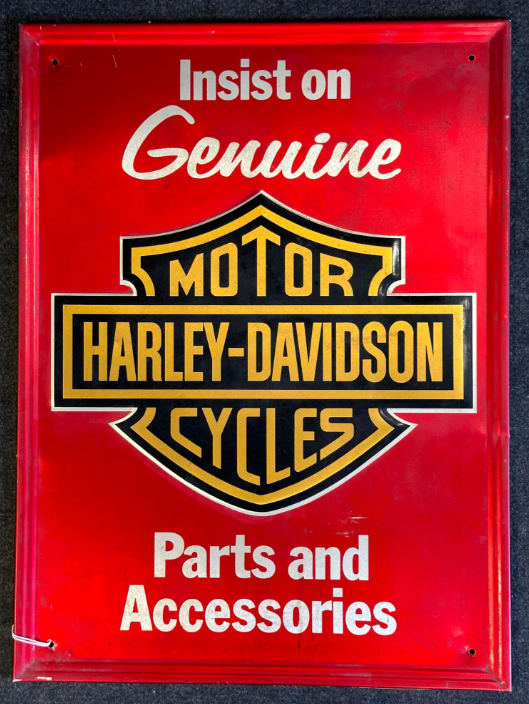 Insist On Genuine Harley Davidson Motor Cycles Embossed SST Sign