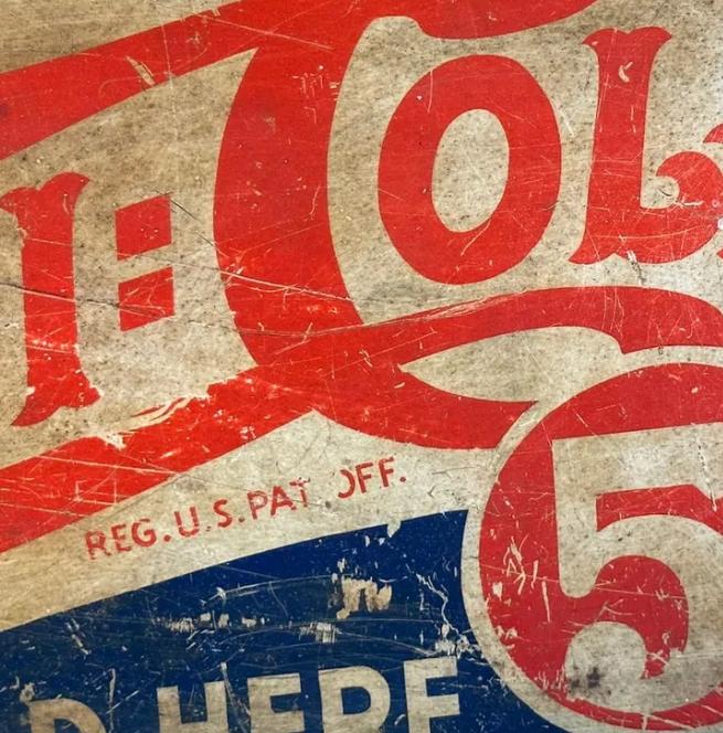 Ice Cold Pepsi Cola Sold Here Double Dot SST Sign in Wood Frame