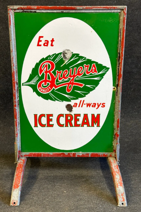 Breyer’s Ice Cream Double Sided Porcelain Curb Sign