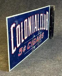 Colonial Club 5 Cent Cigars Tobacco DST Flange Sign