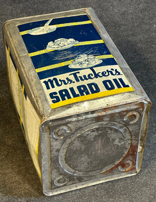 Mrs. Tucker’s Cooking and Salad Oil Advertising SST 5 Gallon Can