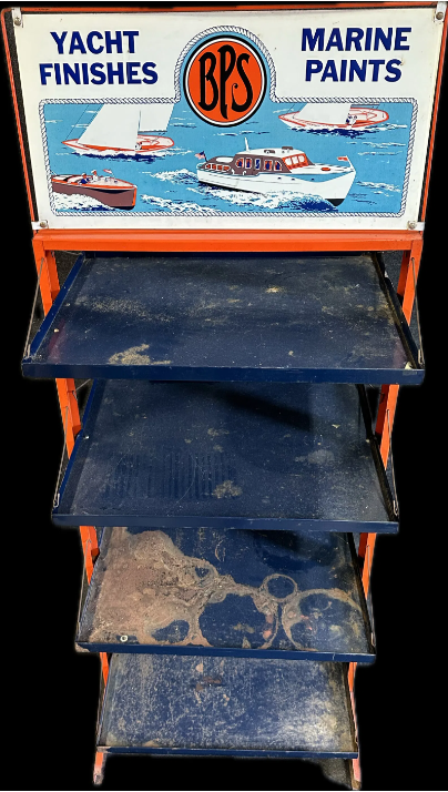 BPS Marine Paints & Yacht Finishes Metal Store Display Rack W/ DST Sign