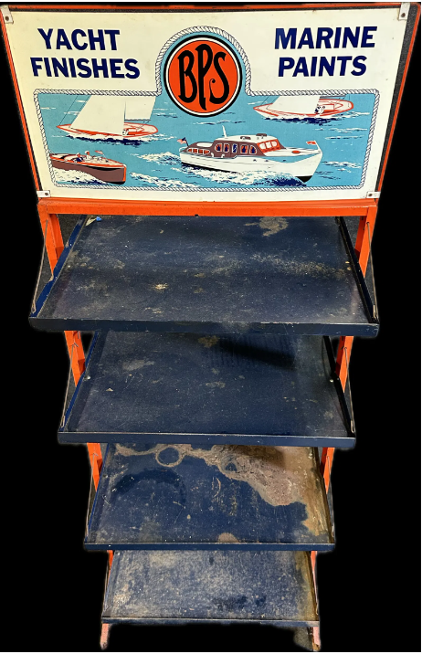 BPS Marine Paints & Yacht Finishes Metal Store Display Rack W/ DST Sign