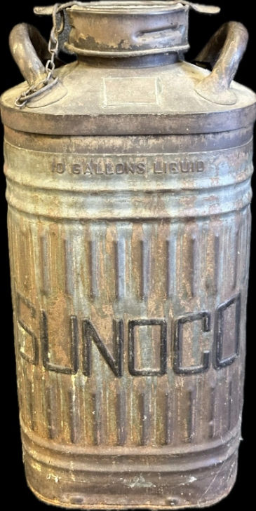 Sunoco Motor Oil 10 Gallon Ellisco Metal Oil Can Canister