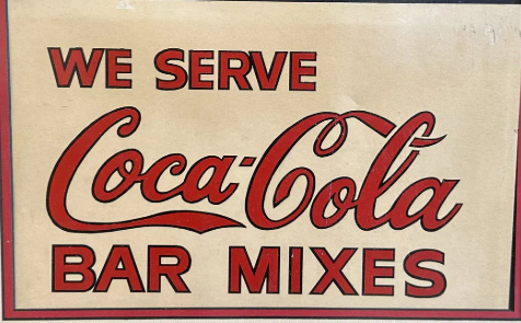 We Serve Cola-Cola Bar Mixes Exclusively Framed ADKO Paper Sign