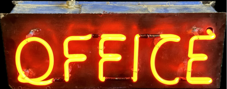 Industrial “Office” Working Neon Sign Metal Can