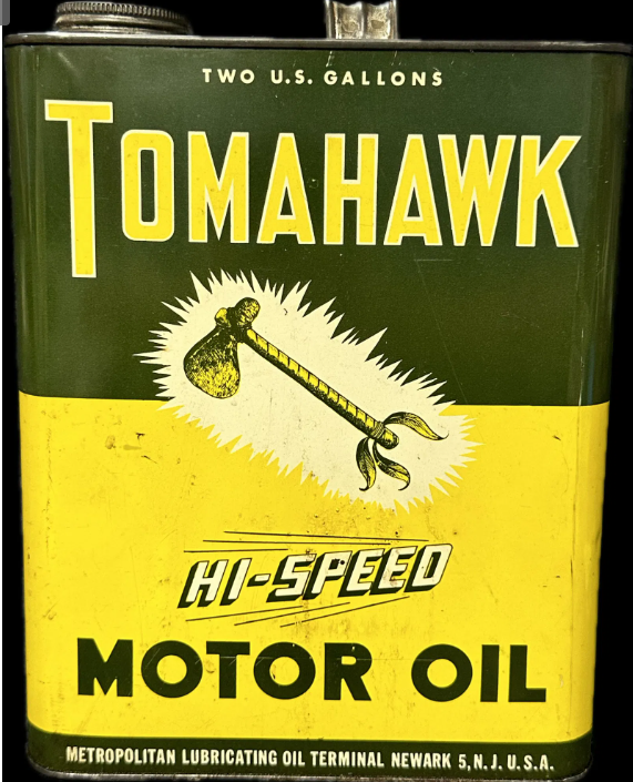 Tomahawk Hi-Speed Motor Oil 2 Gallon Oil SST Can Metropolitan Lube Works NJ