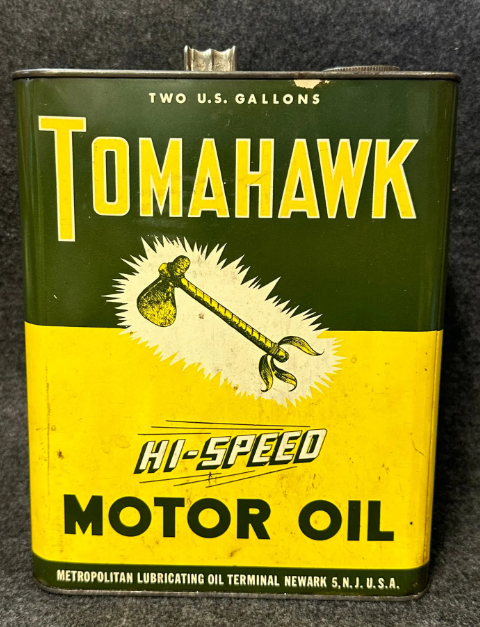 Tomahawk Hi-Speed Motor Oil 2 Gallon Oil SST Can Metropolitan Lube Works NJ