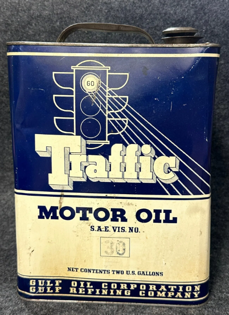 Traffic Motor Oil 2 Gallon SST Oil Can Gulf Oil & Refining Co