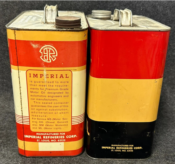 Imperial Motor Oil 2 Gallon SST Oil Cans Imperial Refining St Louis MO