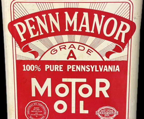Penn Manor 100% Pennsylvania Motor Oil 2 Gallon SST Oil Can Industrial Oil Warren PA