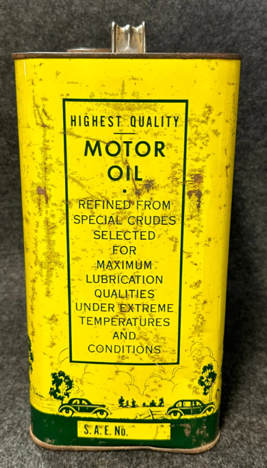 Value Motor Oil 2 Gallon SST Oil Can Tin Car & Truck Graphics