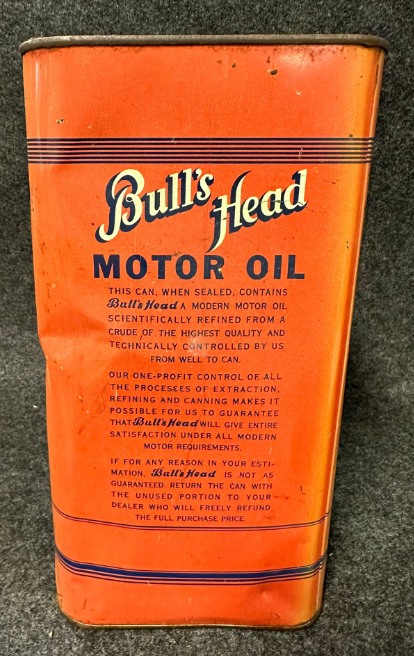 Bull’s Head 2 Gallon Motor Oil SST Can by Globe Solvents Co Philadelphia PA