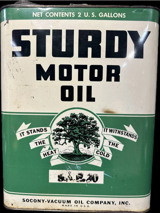Sturdy Motor Oil Socony Vacuum 2 Gallon SST Can